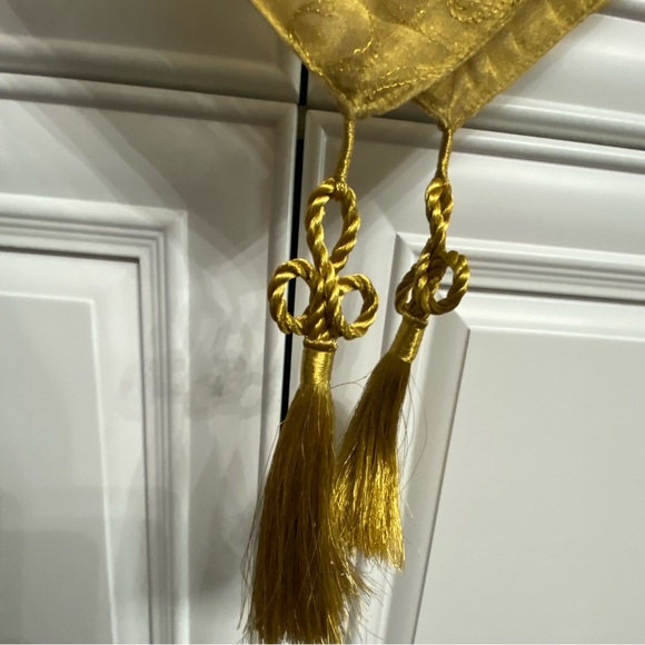 Set of 2 Gold Table Runners with Tassels on Each End - Picture 7 of 10